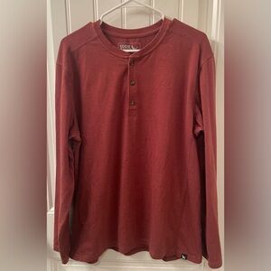 Eddie Bauer Men's Large Rust Brown Red Ultrasoft Long Sleeve Henley Lightweight